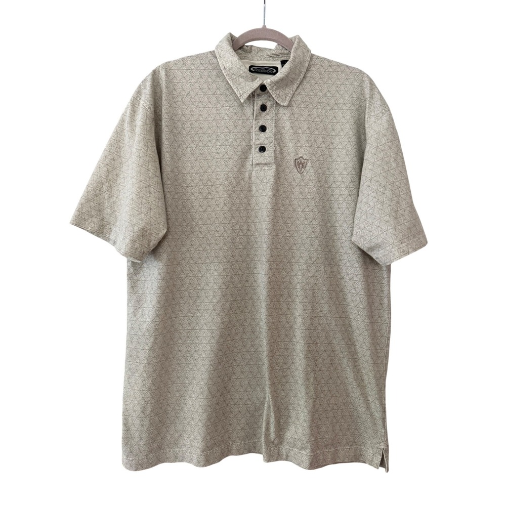 Reebok Men's L Taupe Cotton Short Sleeve Polo Golf Shirt | SKU 1024